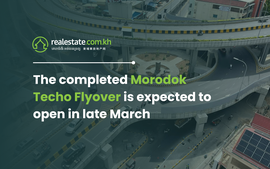 The completed Morodok Techo Flyover is expected to open in late March