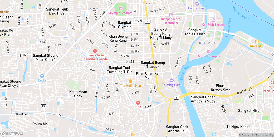 Carte de Boeung Kak 1, Toul Kork, Phnom Penh