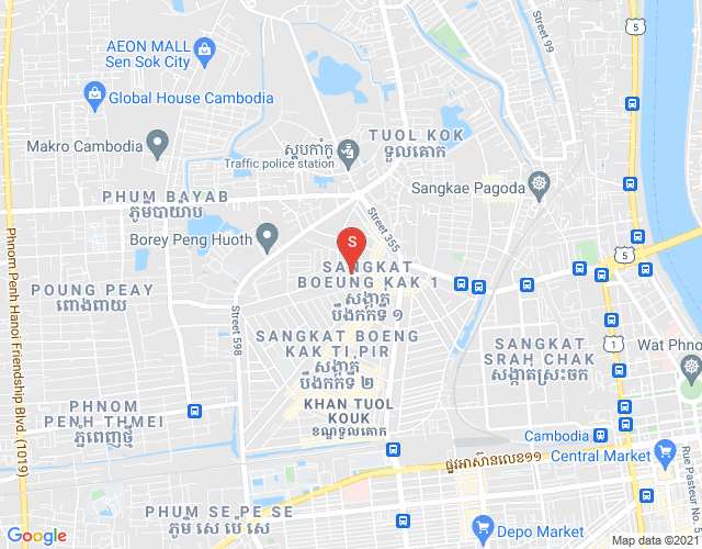Mapa: Boeung Kak 1, Toul Kork, Phnom Penh