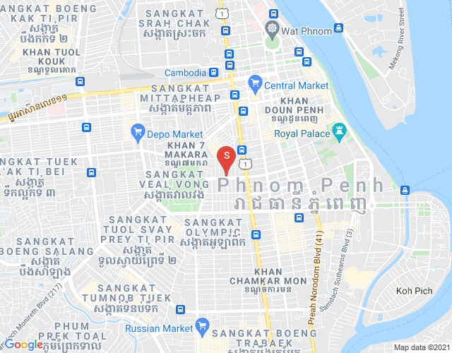 Mapa: Veal Vong, 7 Makara, Phnom Penh