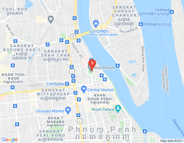 Map of Wat Phnom, Daun Penh, Phnom Penh
