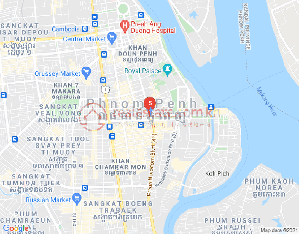 Карта Тонле Бассак, Чамкармон, Пномпень