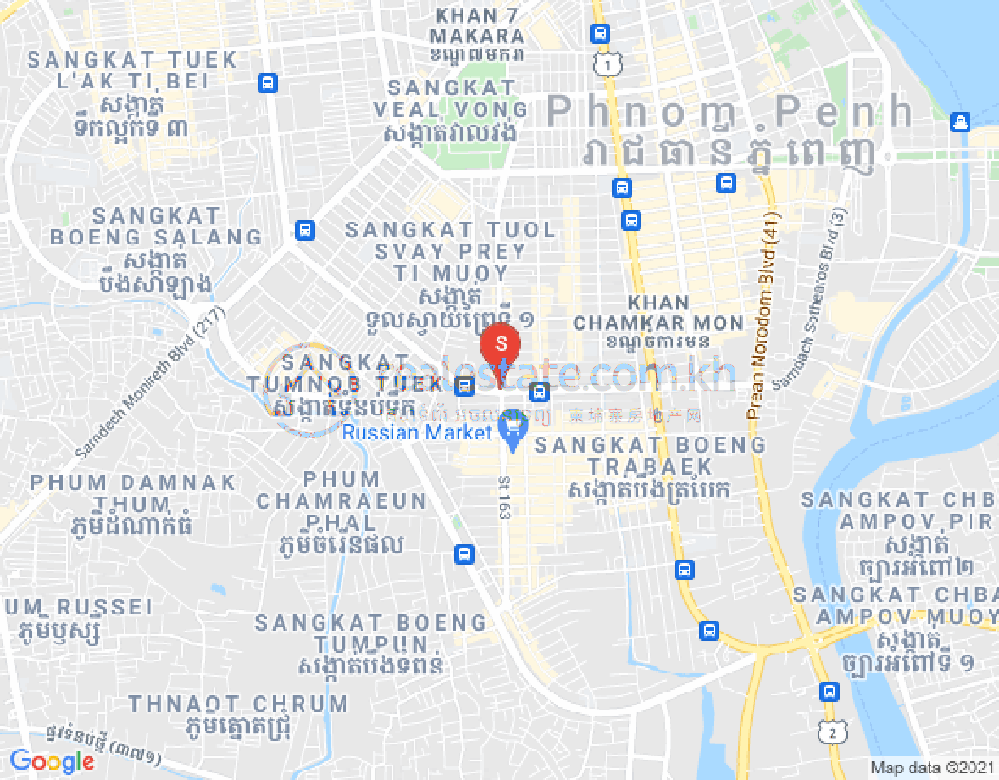 Mapa: Tonle Bassac, Chamkarmon, Phnom Penh
