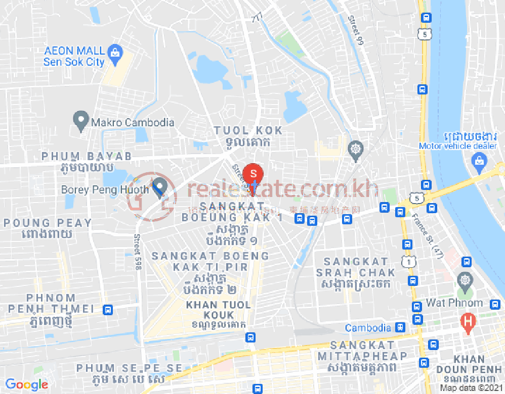 Map of Boeung Kak 1, Toul Kork, Phnom Penh