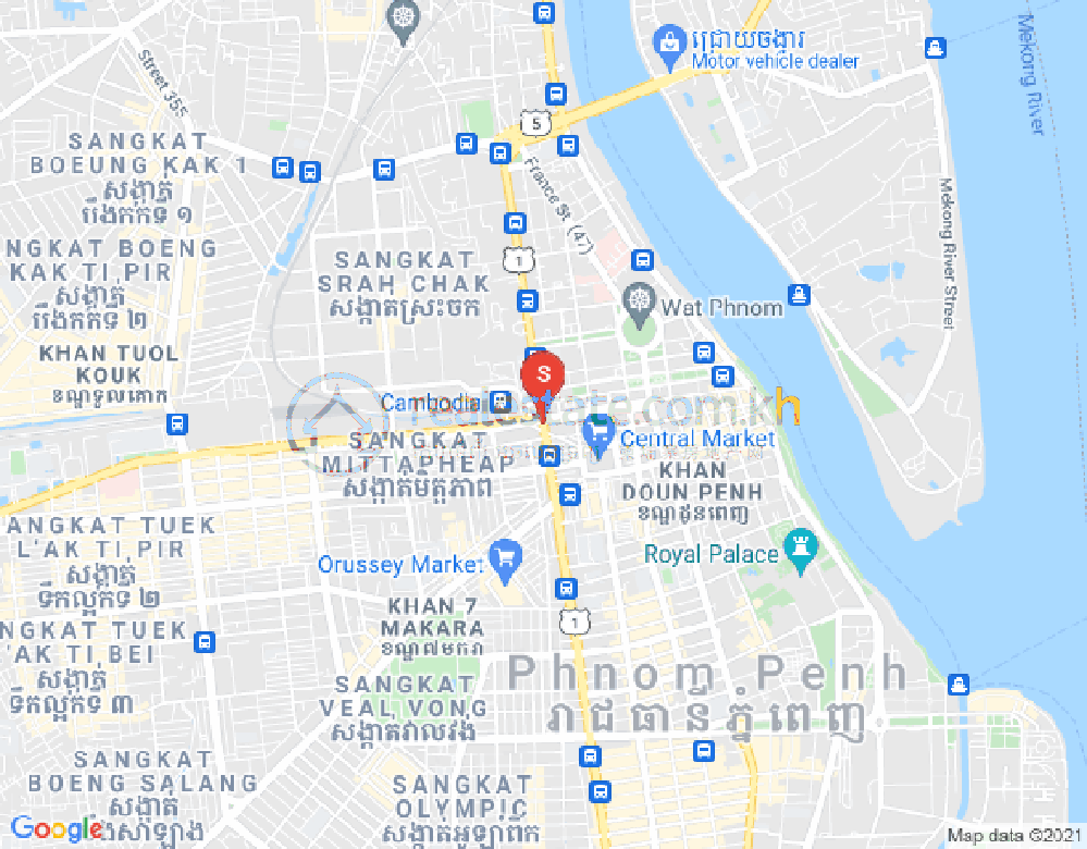 Mapa: Properties DABEST, BKK 1, Boeng Keng Kang, Phnom Penh