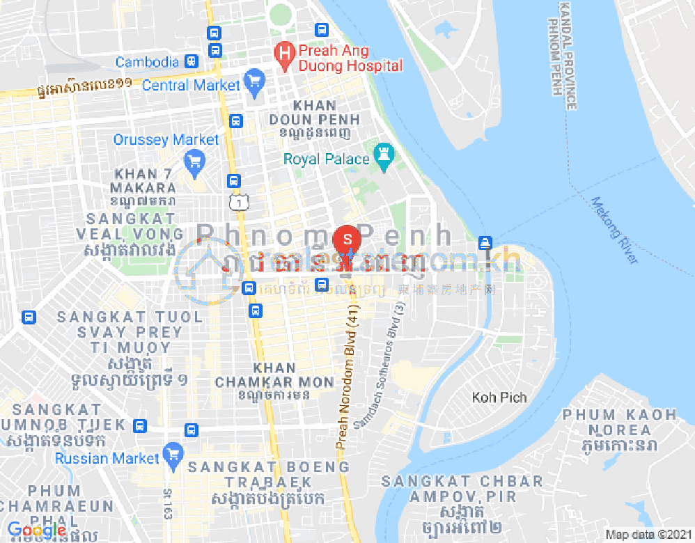 CAMBODIA CO LTD PROPERTIES DABEST PROPERTIES, 만경강1부구(BKK1), 벙껭깡, 프놈펜 지도