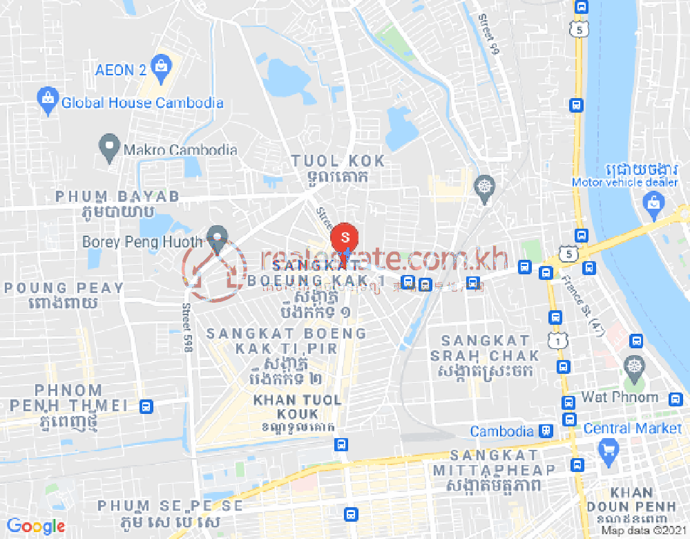 Mapa: Boeung Kak 1, Toul Kork, Phnom Penh