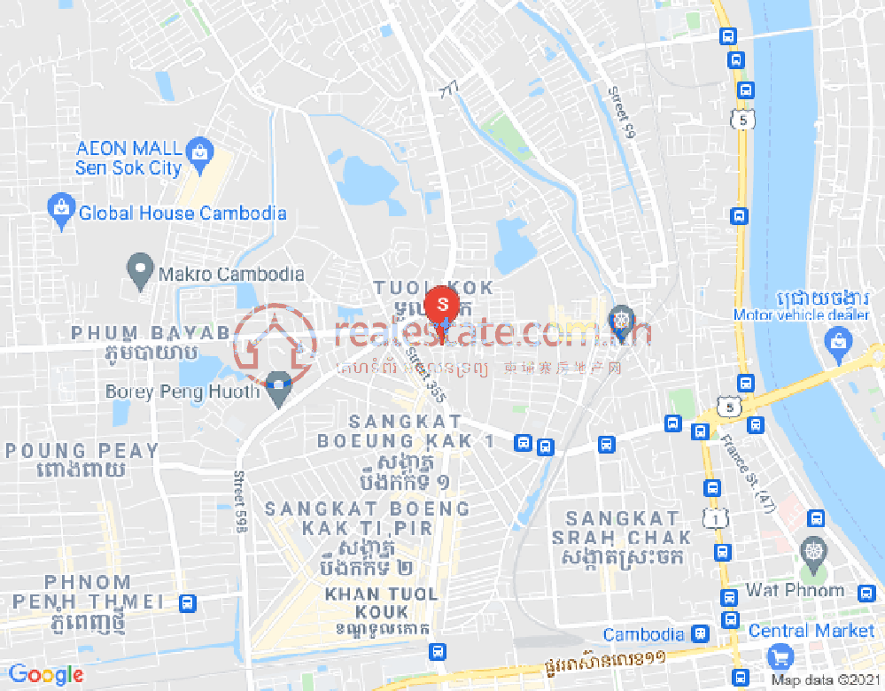 トゥールサンケ, ルッセイケオ, プノンペンの地図