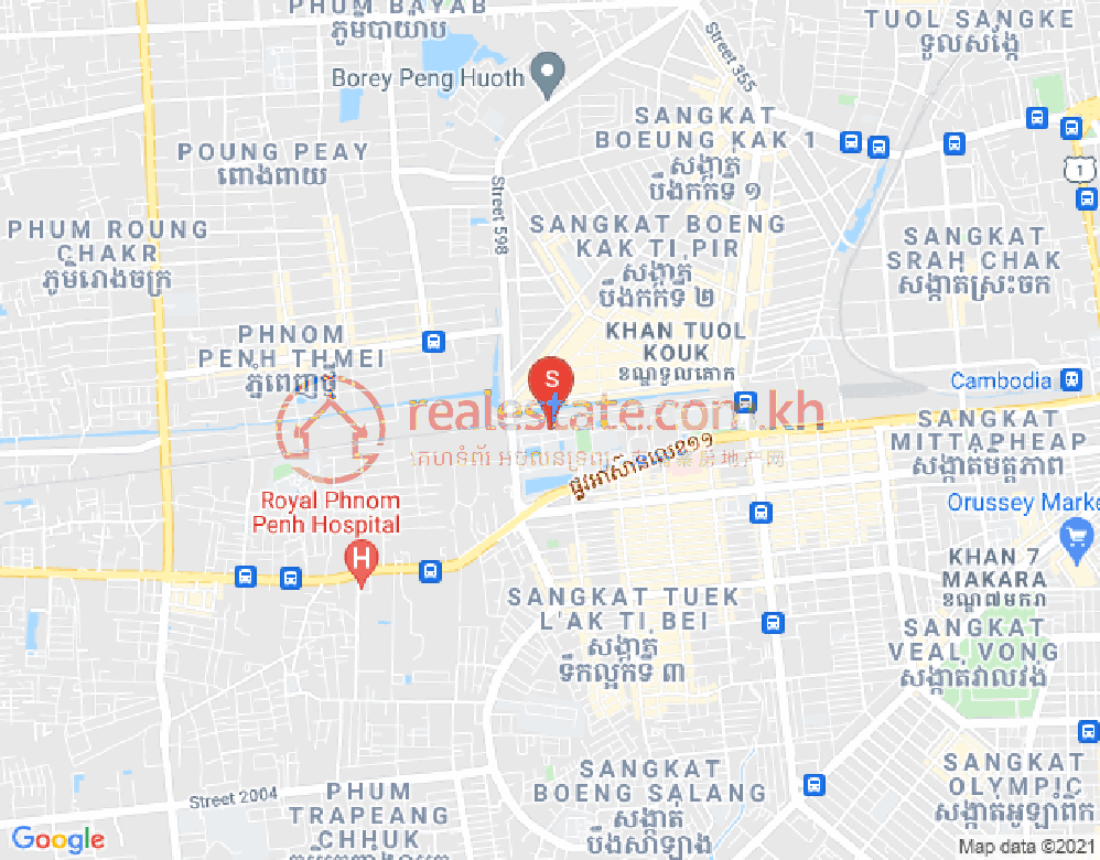 Mapa: Boeung Kak 2, Toul Kork, Phnom Penh