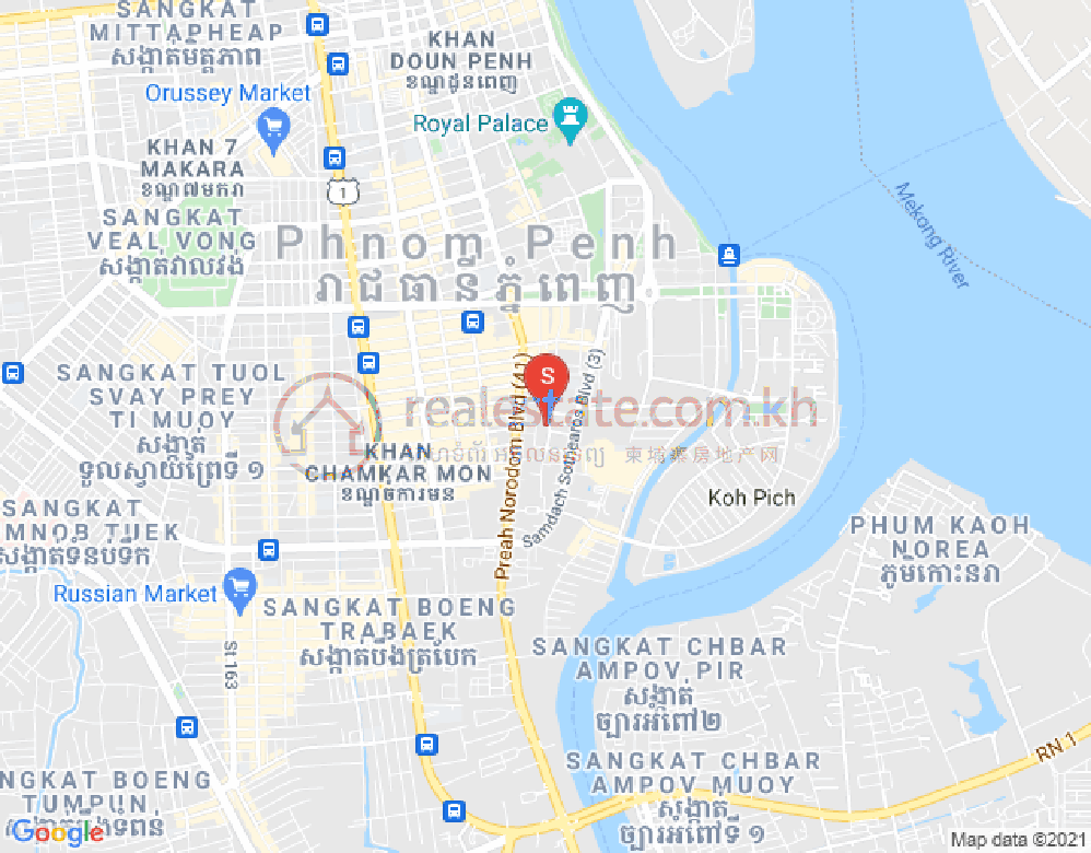 Carte de Tonle Bassac, Chamkarmon, Phnom Penh
