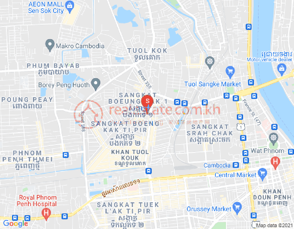 ブン・カック1, トゥールコーク, プノンペンの地図
