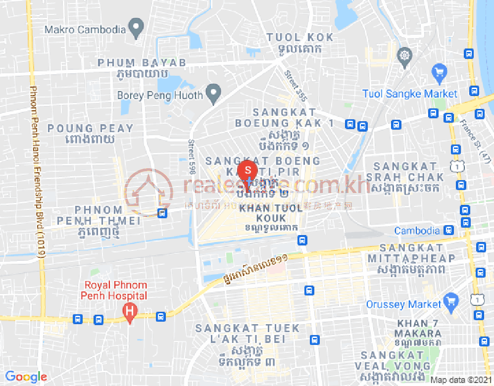 Carte de Boeung Kak 2, Toul Kork, Phnom Penh
