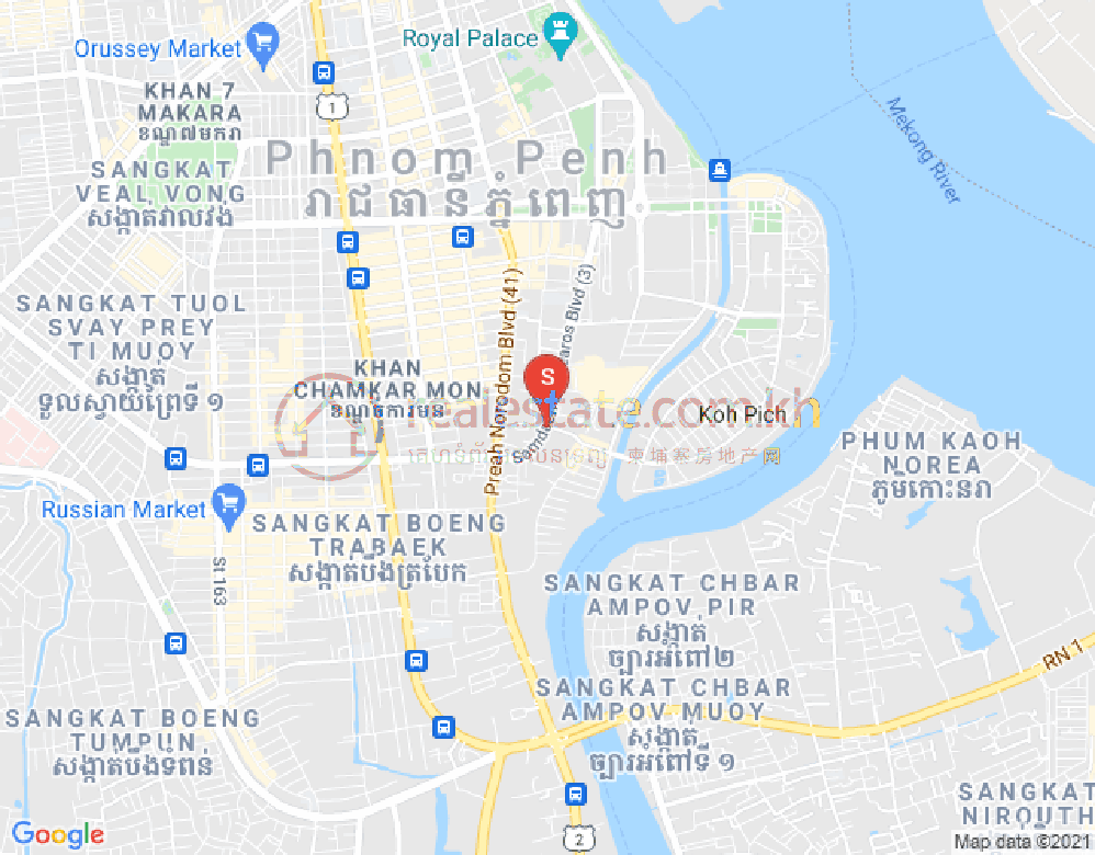 トンレバサック, チャムカモン, プノンペンの地図