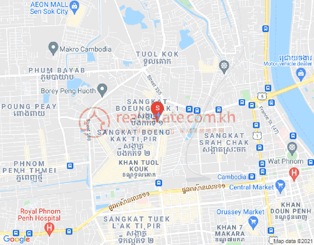 ブン・カック1, トゥールコーク, プノンペンの地図