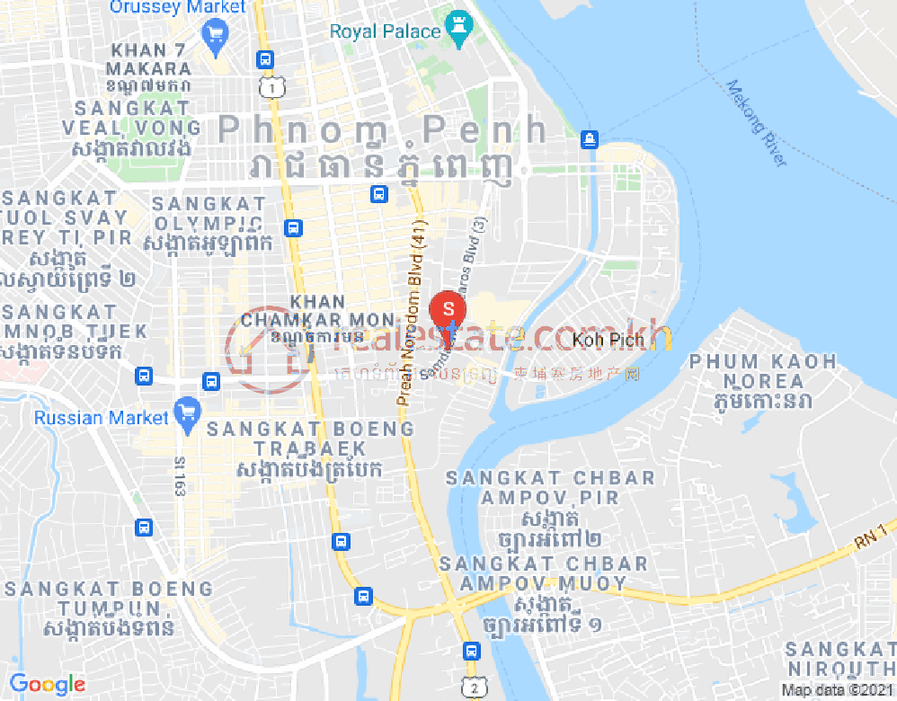 Карта Тонле Бассак, Чамкармон, Пномпень