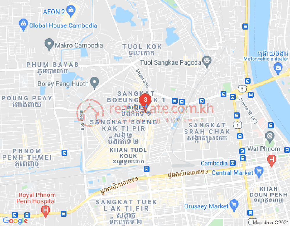 ブン・カック1, トゥールコーク, プノンペンの地図