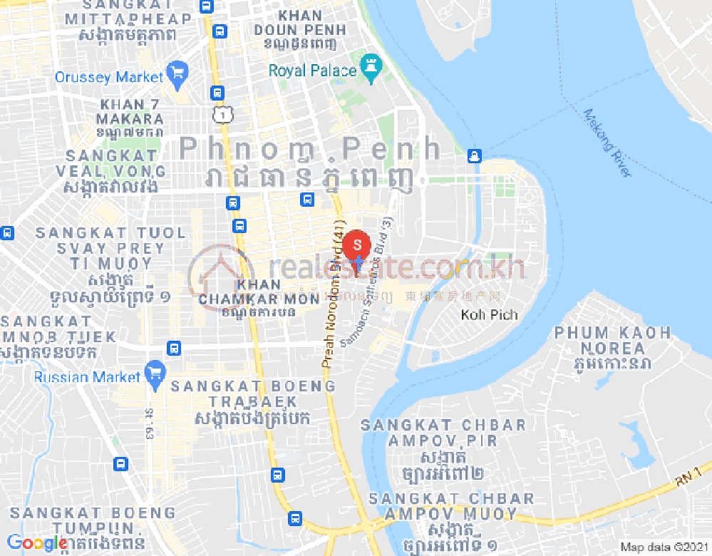 トンレバサック, チャムカモン, プノンペンの地図