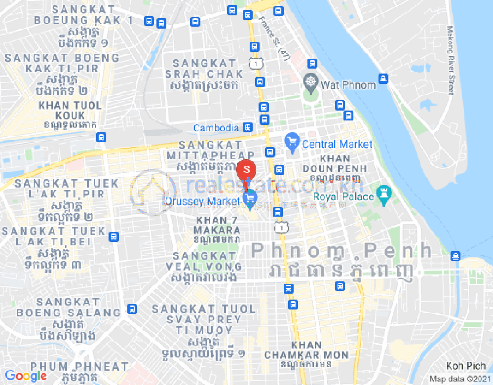 Mapa: Ou Ruessei 3, 7 Makara, Phnom Penh