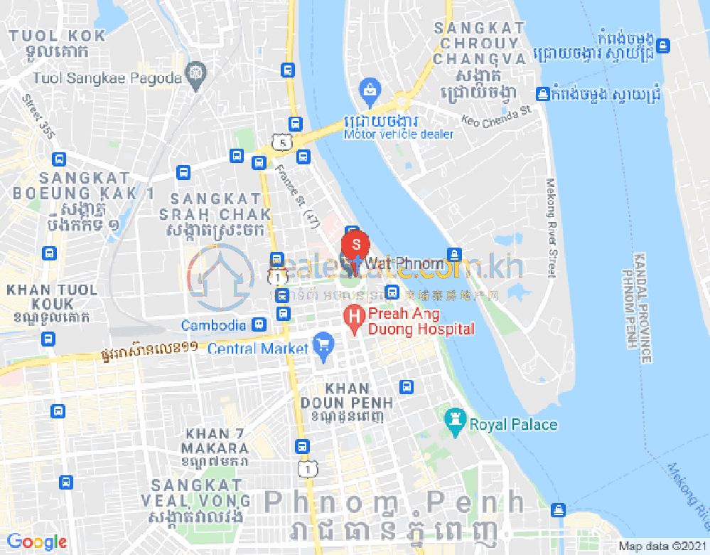 แผนที่ วัดพนม, ดวนป็ญ, พนมเปญ