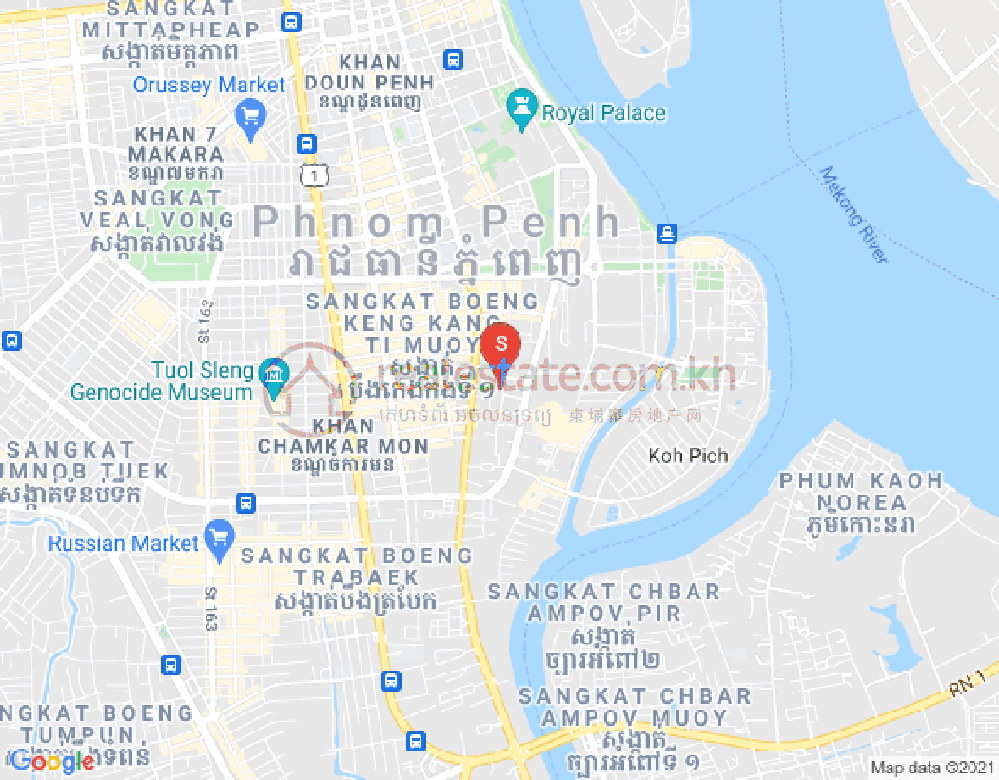 Mapa: Tonle Bassac, Chamkarmon, Phnom Penh