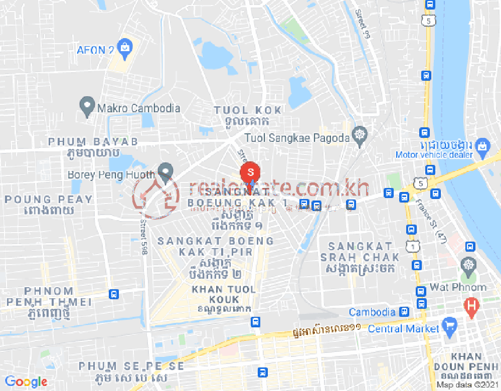 Mapa: Boeung Kak 1, Toul Kork, Phnom Penh