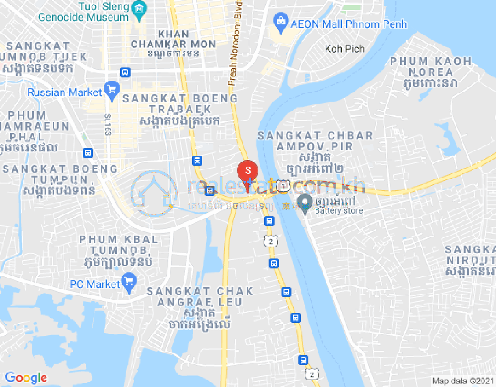 Map of Tonle Bassac, Chamkarmon, Phnom Penh