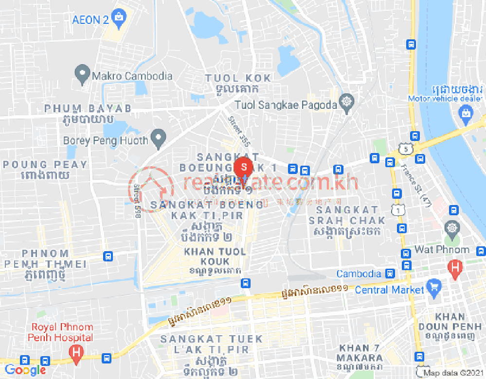 ブン・カック1, トゥールコーク, プノンペンの地図