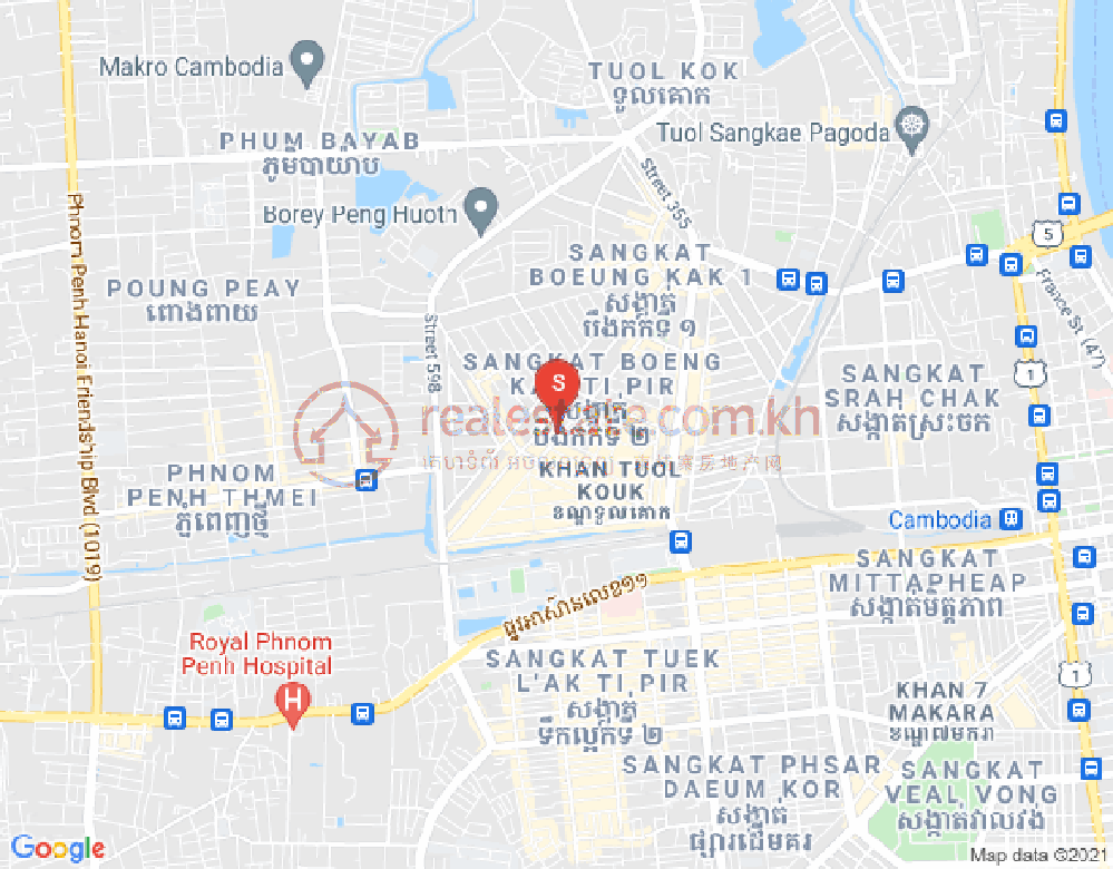 Mapa: Boeung Kak 2, Toul Kork, Phnom Penh