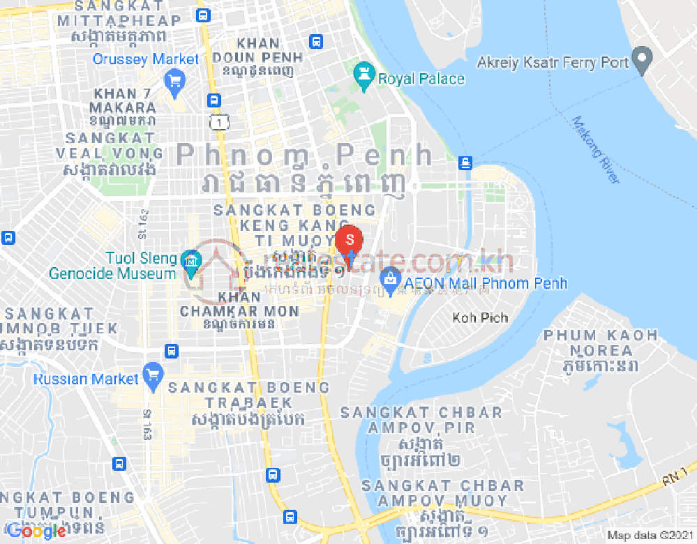 Map of Tonle Bassac, Chamkarmon, Phnom Penh