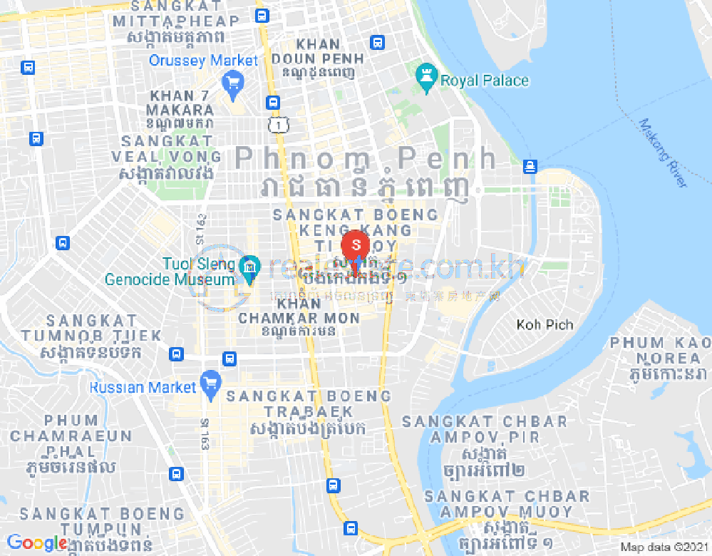 Mapa: Tonle Bassac, Chamkarmon, Phnom Penh