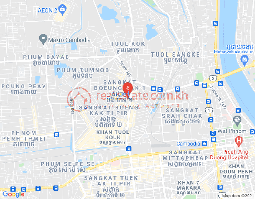 Mapa: Boeung Kak 1, Toul Kork, Phnom Penh
