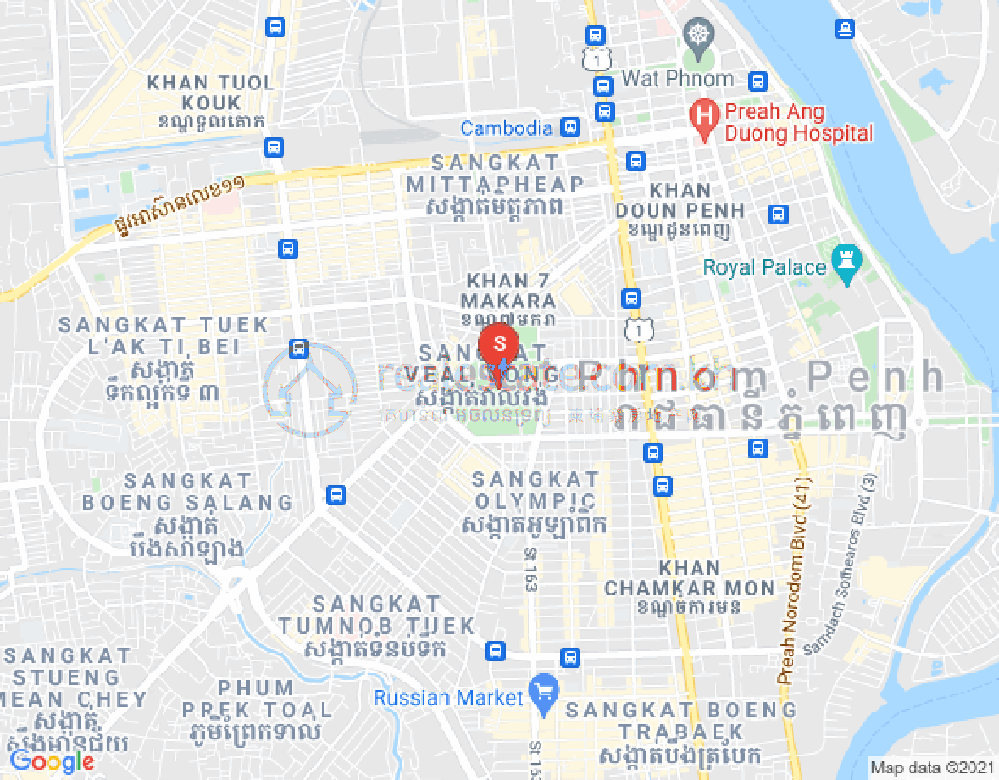 Map of Properties Dabest, Veal Vong, 7 Makara, Phnom Penh