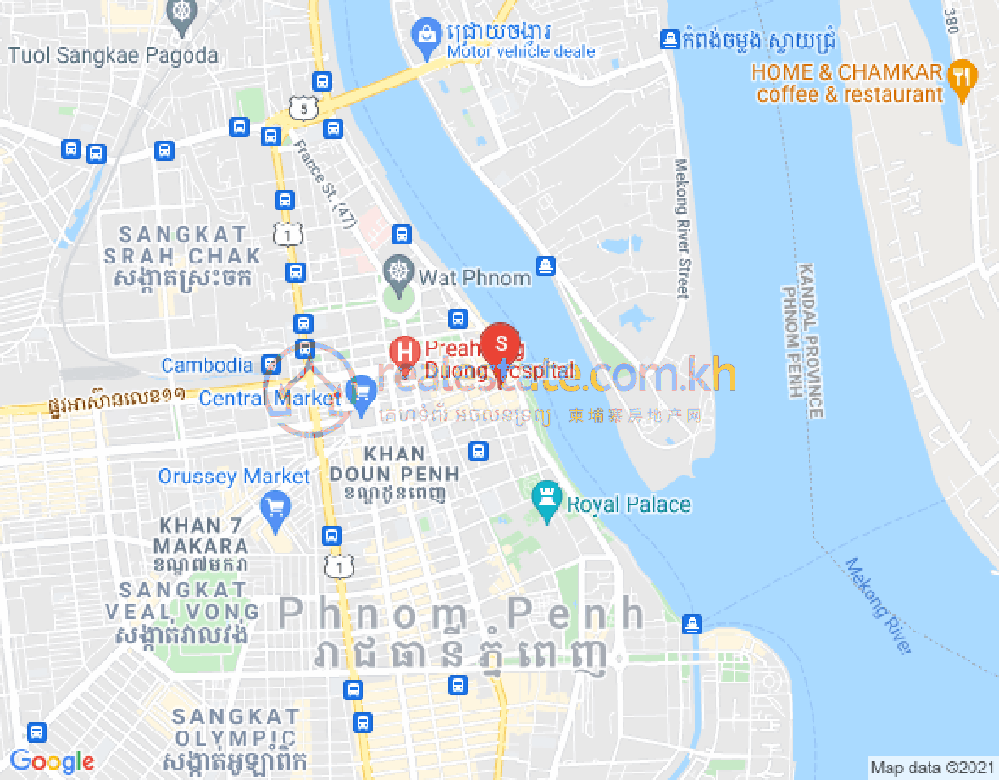 Carte de Phsar Kandal I, Daun Penh, Phnom Penh