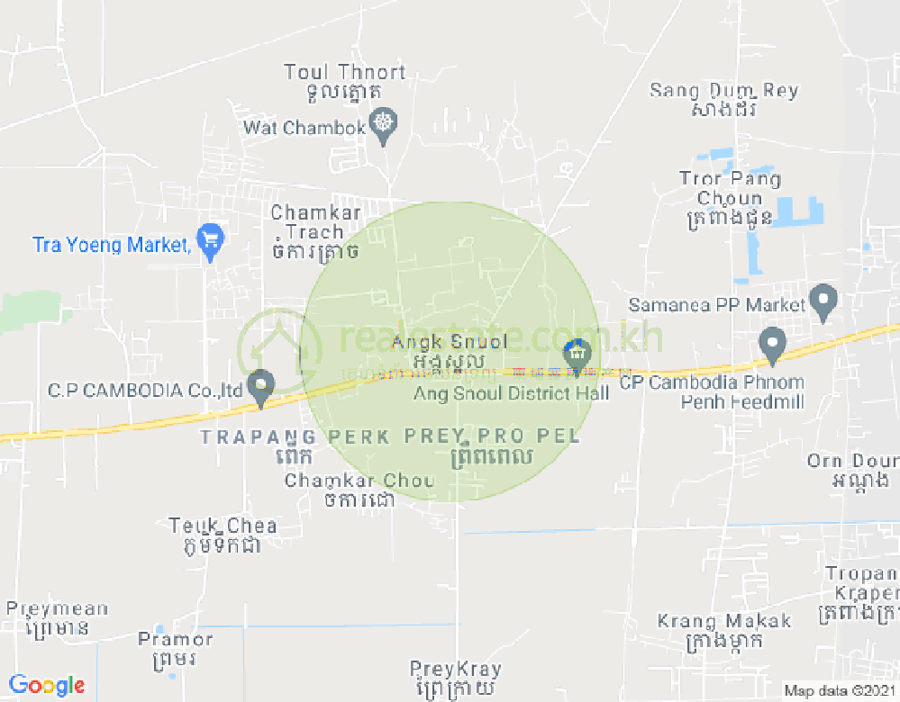 Map of Baek Chan, Angk Snuol, Kandal