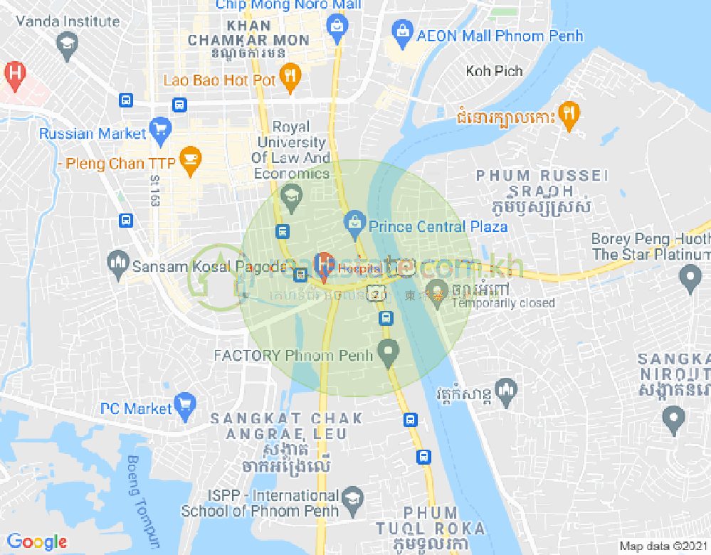 Carte de Tonle Bassac, Chamkarmon, Phnom Penh