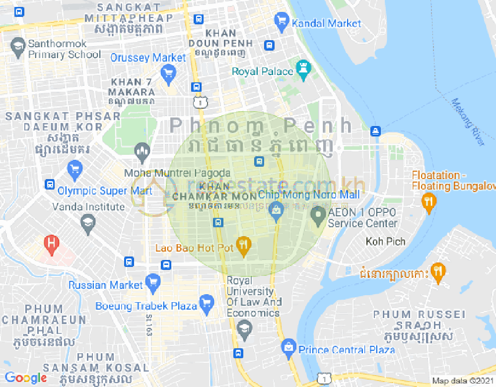 BKK 3, ボンケンコン, プノンペンの地図