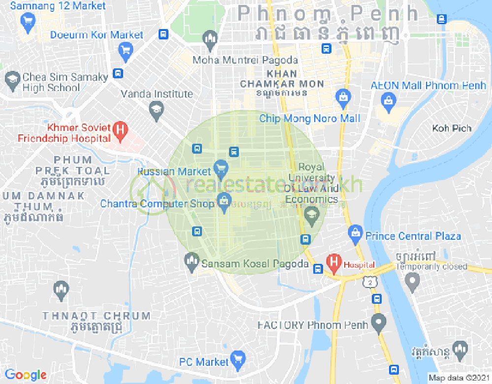 Map of Boeung Kak 1, Toul Kork, Phnom Penh
