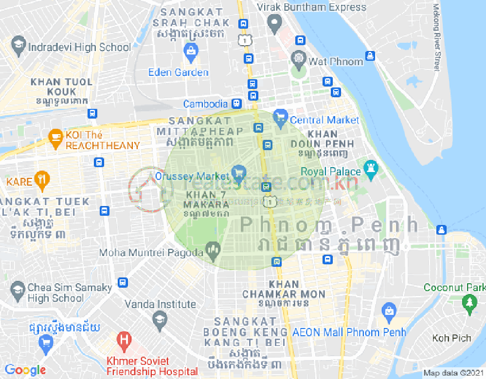 Mapa: Veal Vong, 7 Makara, Phnom Penh