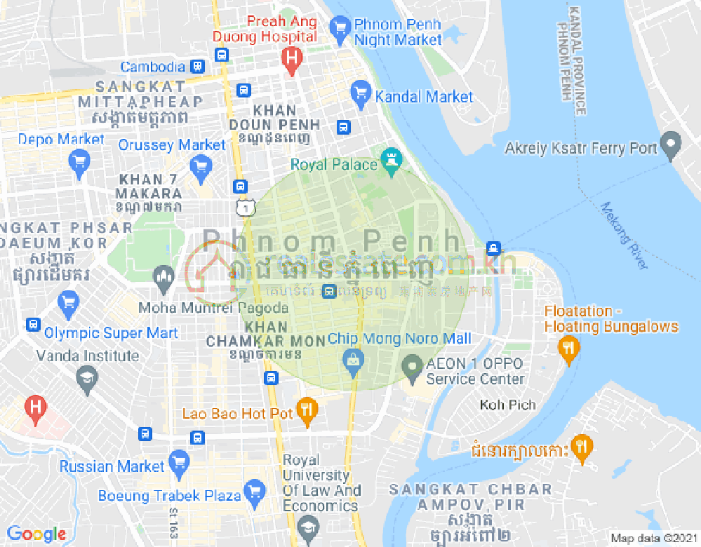 トンレバサック, チャムカモン, プノンペンの地図