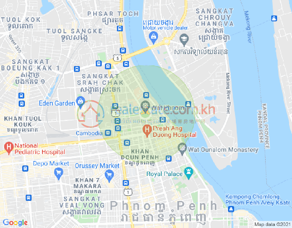 Dabest Properties, 만경강1부구(BKK1), 벙껭깡, 프놈펜 지도