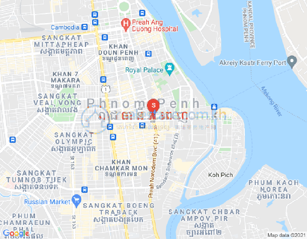 PROPERTIES DABEST, 만경강1부구(BKK1), 벙껭깡, 프놈펜 지도