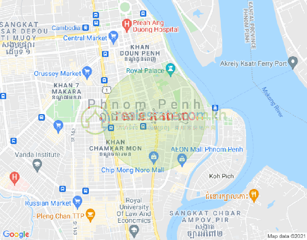 LTD PROPERTIES DABEST PROPERTIES CAMBODIA CO, 만경강1부구(BKK1), 벙껭깡, 프놈펜 지도