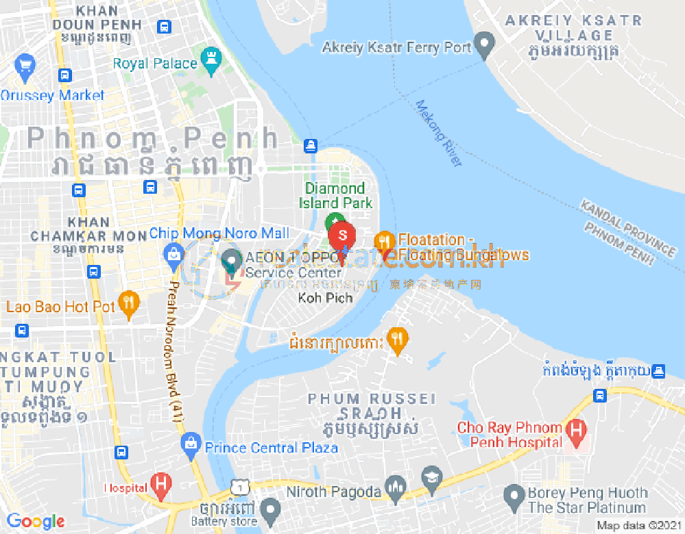 Map of Tonle Bassac, Chamkarmon, Phnom Penh