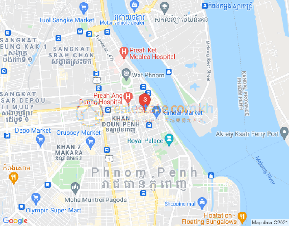 Carte de Phsar Kandal II, Daun Penh, Phnom Penh