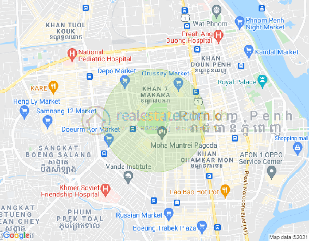 แผนที่ Properties  Dabest, เวียลวง, เจ็ดมกรา, พนมเปญ