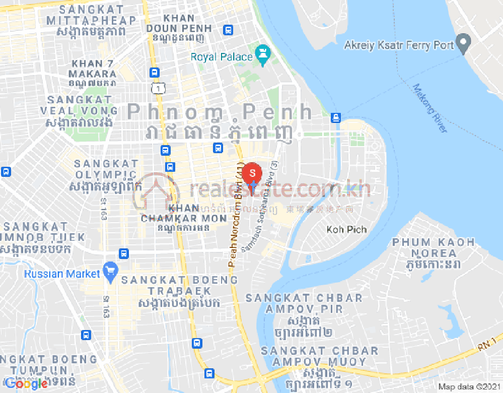 トンレバサック, チャムカモン, プノンペンの地図