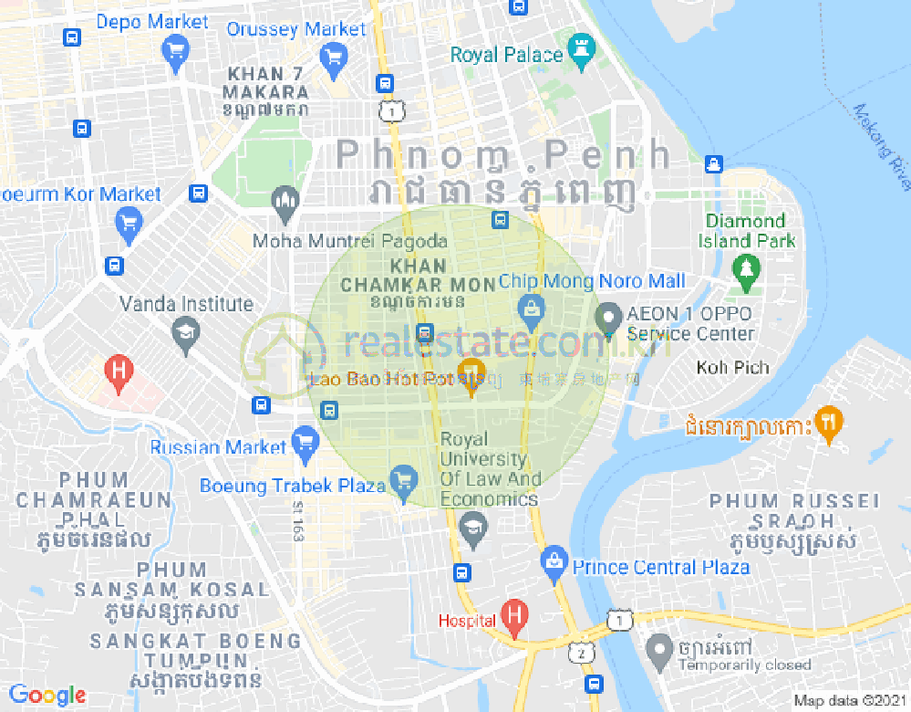 BKK 1, ボンケンコン, プノンペンの地図