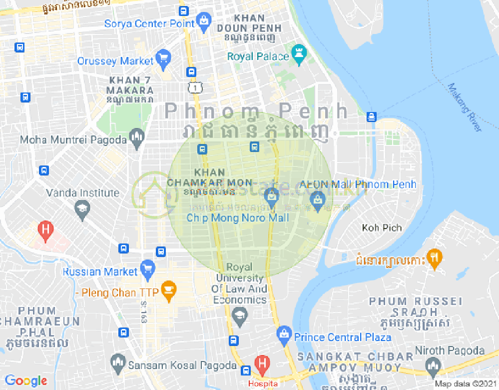 BKK 1, ボンケンコン, プノンペンの地図