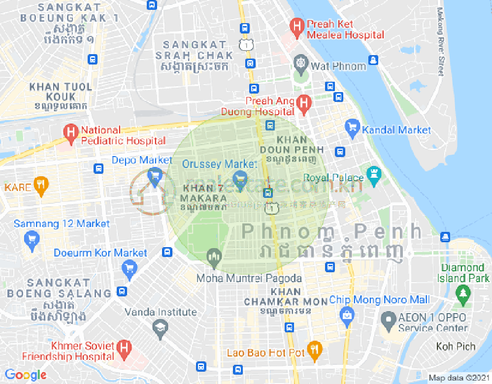 Mapa: Mittapheap, 7 Makara, Phnom Penh