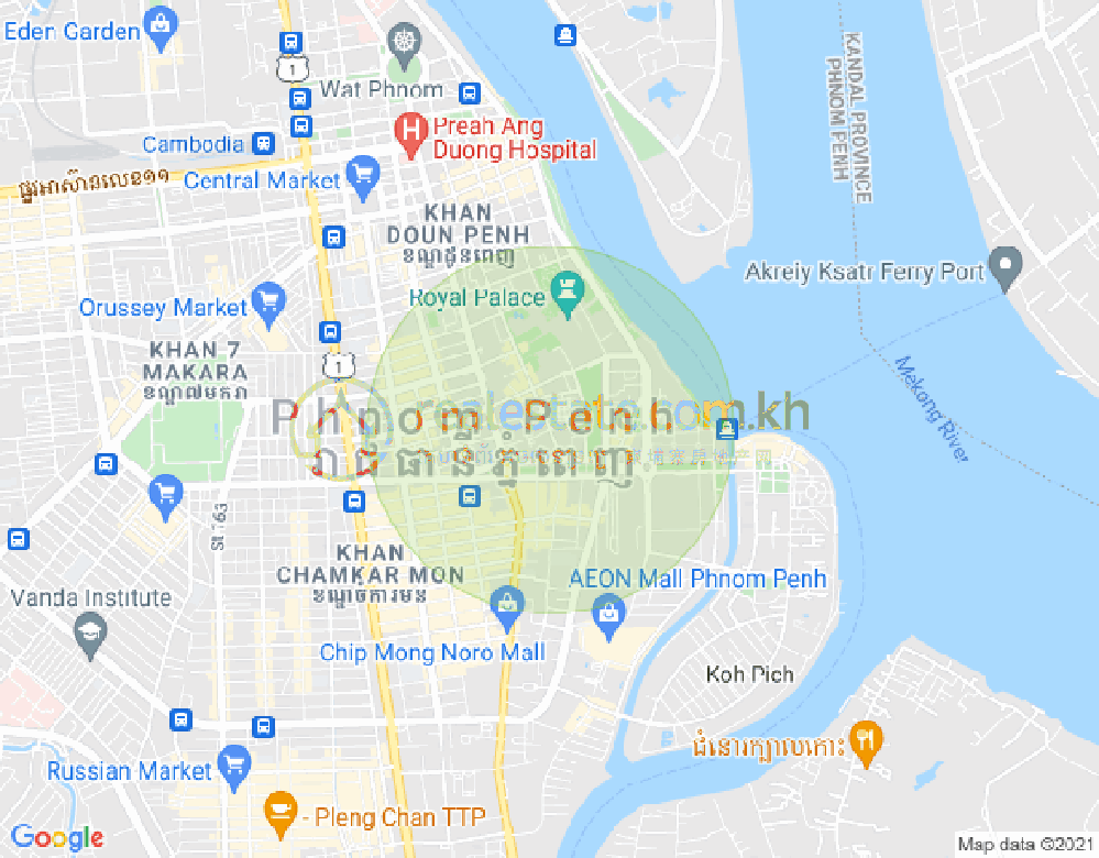 Mapa: Chakto Mukh, Daun Penh, Phnom Penh